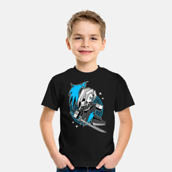 White Long Hair Boy-Youth-Basic-Tee-GoblinTengu