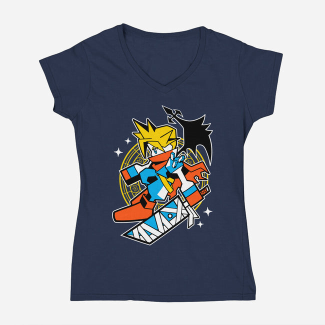 Yellow Warrior-Womens-V-Neck-Tee-GoblinTengu