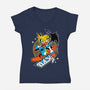 Yellow Warrior-Womens-V-Neck-Tee-GoblinTengu