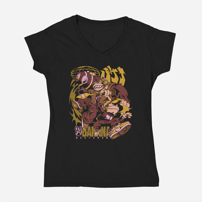 Banana Streetwise-Womens-V-Neck-Tee-ilustrata