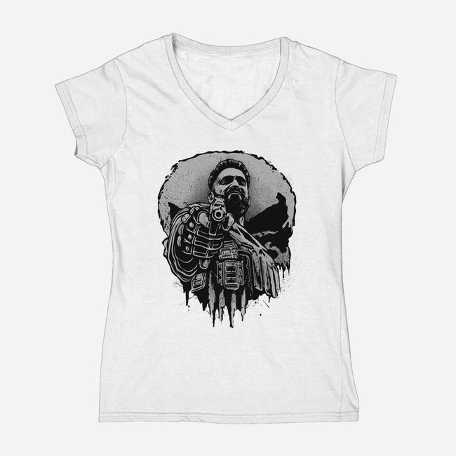 Aim For Peace-Womens-V-Neck-Tee-glitchygorilla