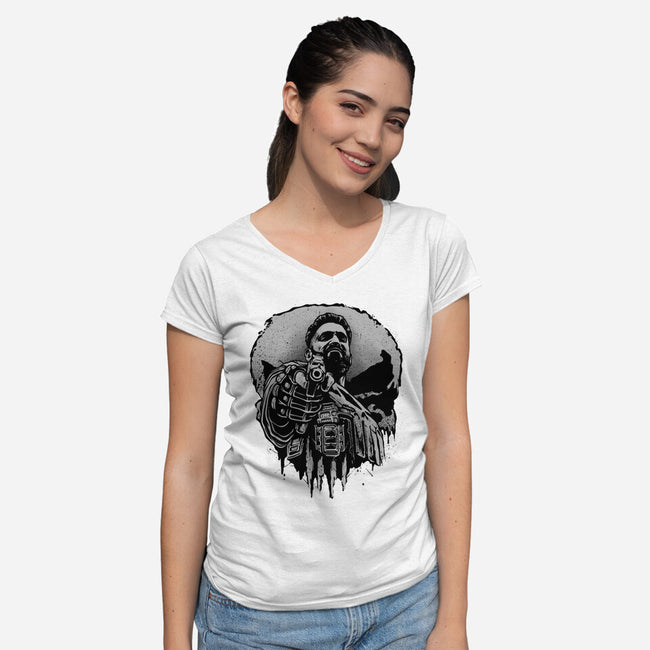 Aim For Peace-Womens-V-Neck-Tee-glitchygorilla