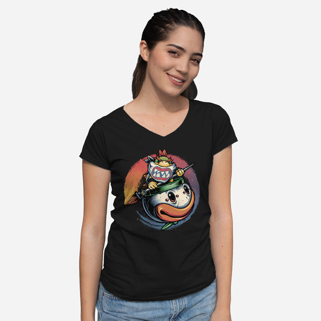 The Power Of Paint-Womens-V-Neck-Tee-glitchygorilla