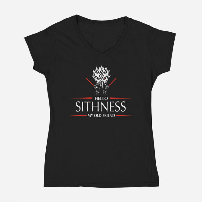 Hello Sithness-Womens-V-Neck-Tee-kharmazero
