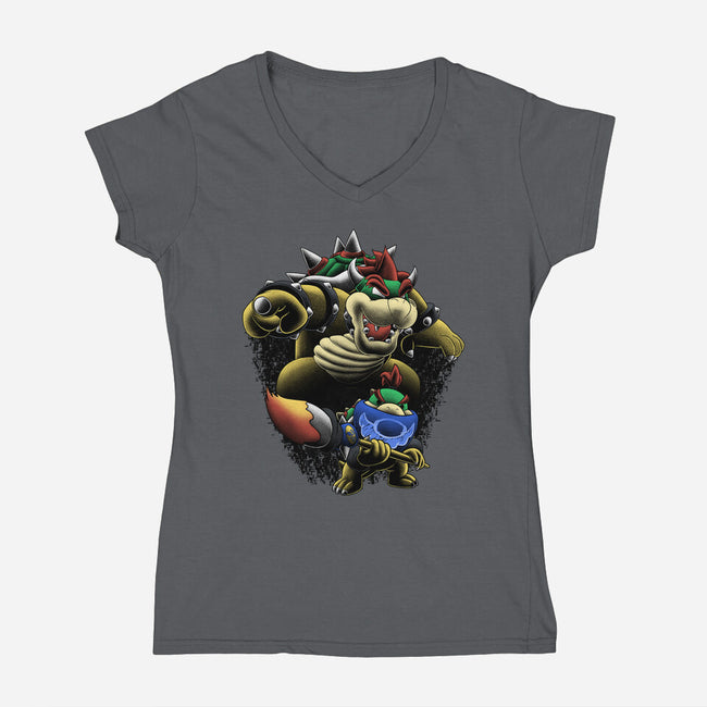 Koopa Royal Duo-Womens-V-Neck-Tee-Astrobot Invention