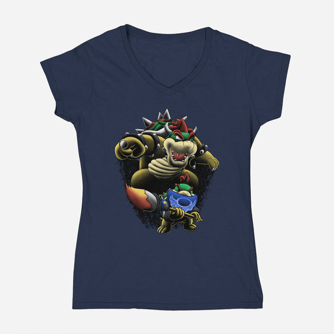 Koopa Royal Duo-Womens-V-Neck-Tee-Astrobot Invention