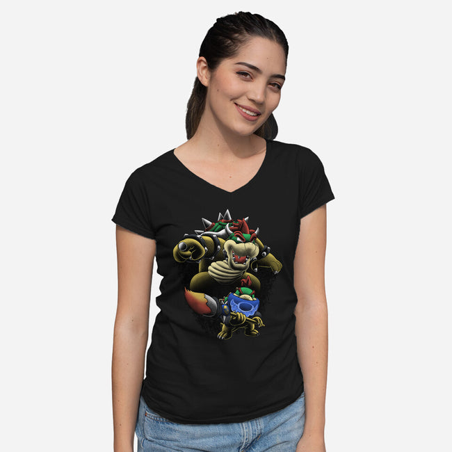 Koopa Royal Duo-Womens-V-Neck-Tee-Astrobot Invention