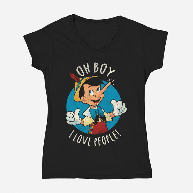 Oh Boy I Love People-Womens-V-Neck-Tee-grevalra