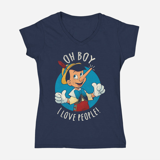 Oh Boy I Love People-Womens-V-Neck-Tee-grevalra