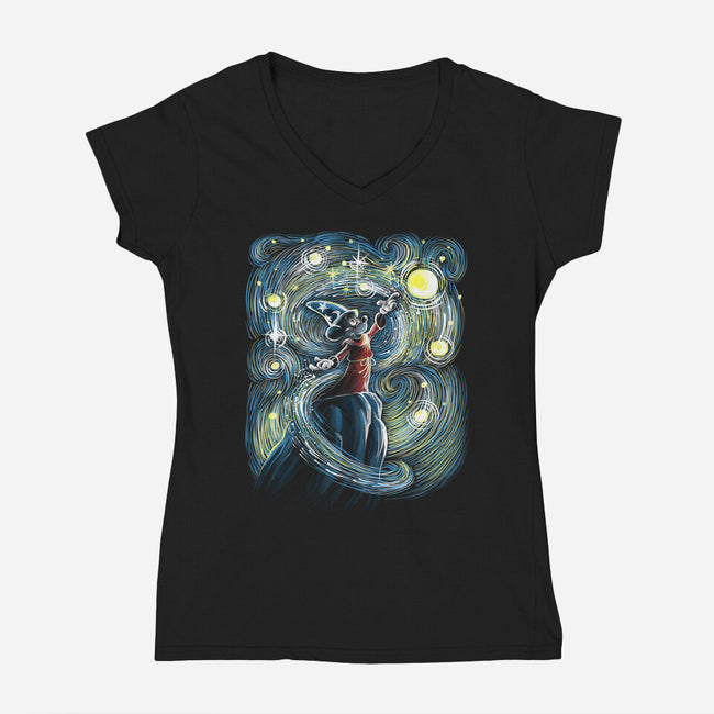 Starry Magic-Womens-V-Neck-Tee-zascanauta