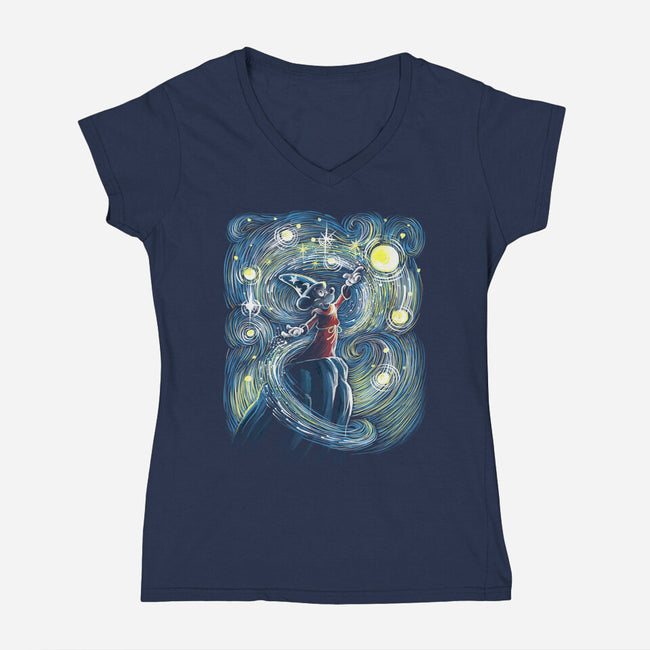 Starry Magic-Womens-V-Neck-Tee-zascanauta