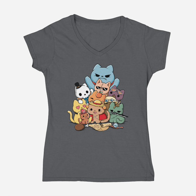 Nakama Kittens-Womens-V-Neck-Tee-Vallina84