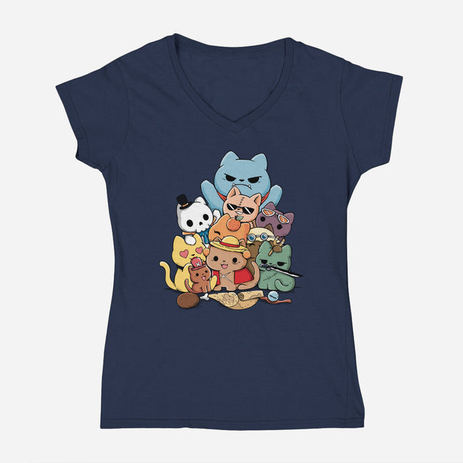 Nakama Kittens-Womens-V-Neck-Tee-Vallina84