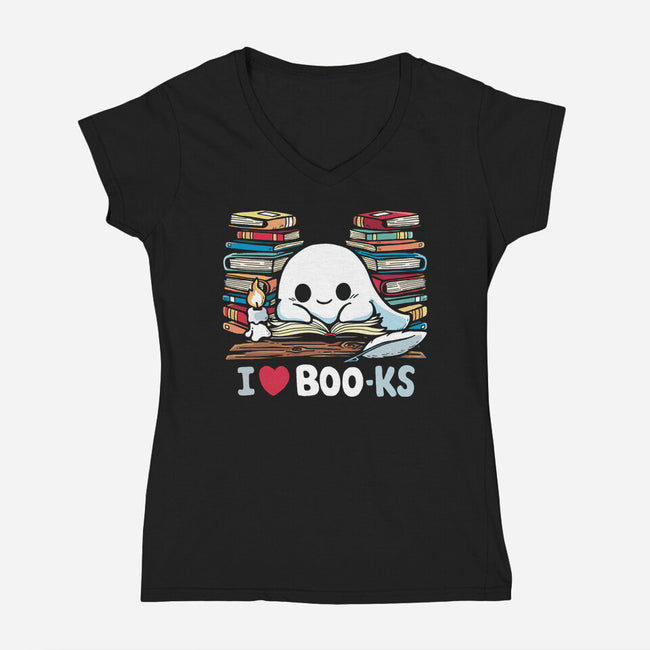I Love Books-Womens-V-Neck-Tee-Vallina84