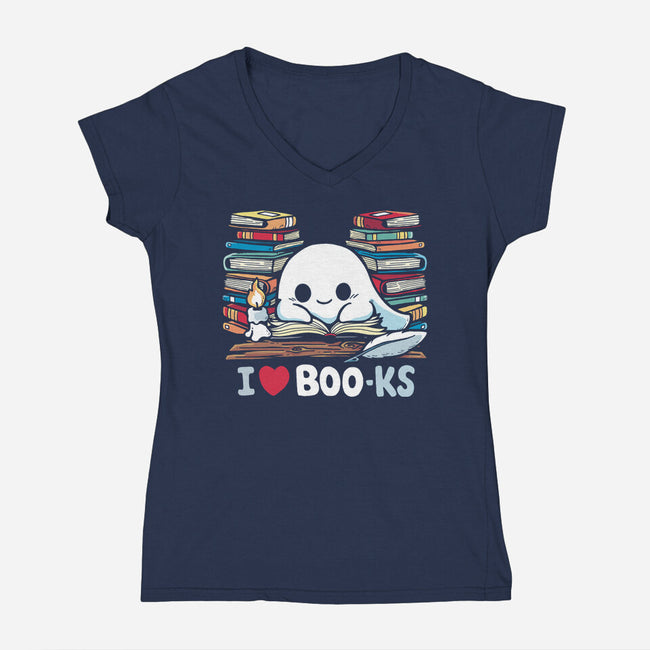 I Love Books-Womens-V-Neck-Tee-Vallina84