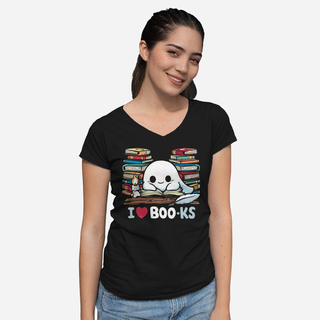 I Love Books-Womens-V-Neck-Tee-Vallina84