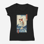 Cat Fish Ukiyo-e-Womens-V-Neck-Tee-vp021