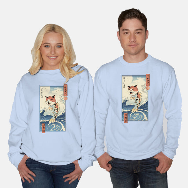 Cat Fish Ukiyo-e-Unisex-Crew Neck-Sweatshirt-vp021