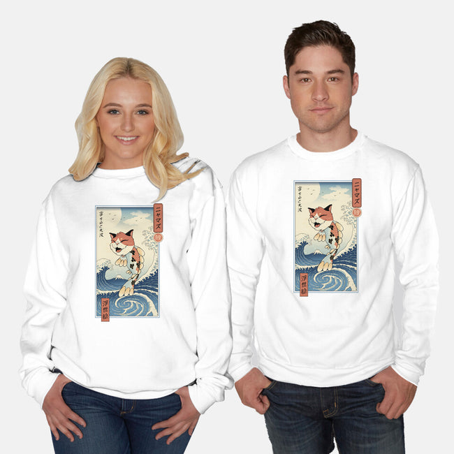 Cat Fish Ukiyo-e-Unisex-Crew Neck-Sweatshirt-vp021