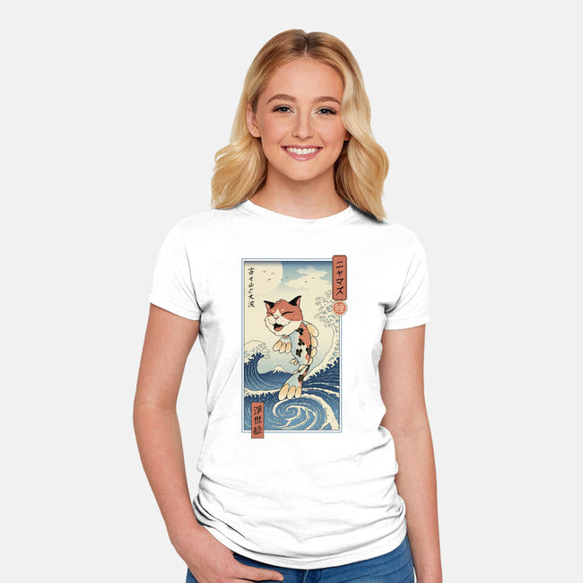 Cat Fish Ukiyo-e-Womens-Fitted-Tee-vp021