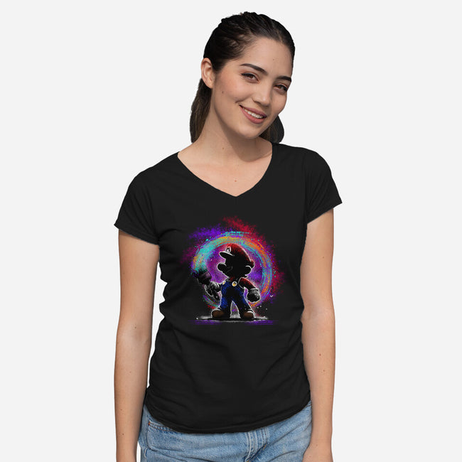 Painting Galaxies-Womens-V-Neck-Tee-alnavasord
