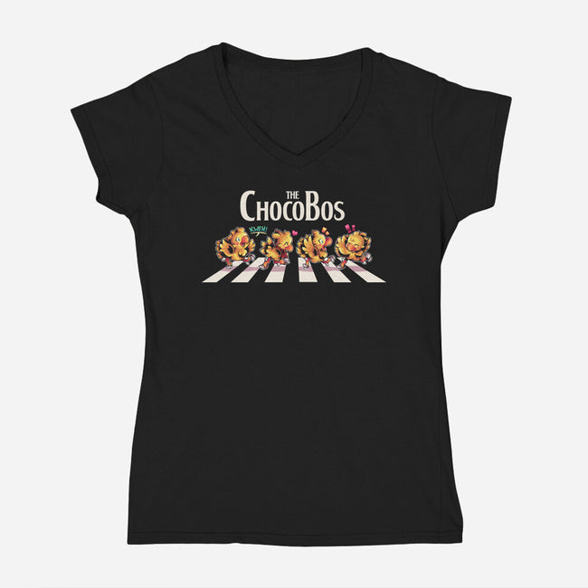 The Chocobos-Womens-V-Neck-Tee-2DFeer