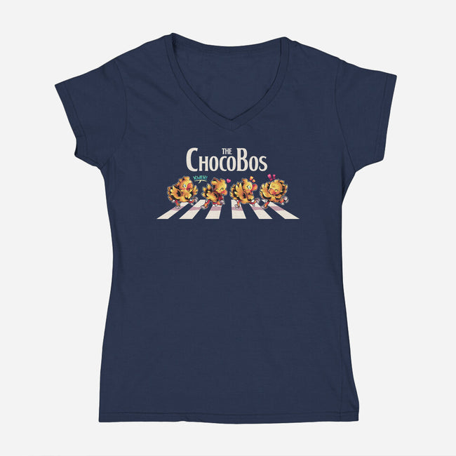 The Chocobos-Womens-V-Neck-Tee-2DFeer