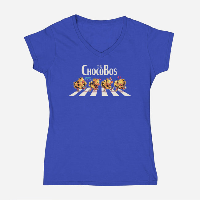 The Chocobos-Womens-V-Neck-Tee-2DFeer
