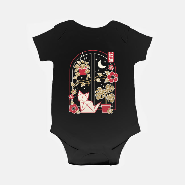 Origami Cat At Window-Baby-Basic-Onesie-NemiMakeit