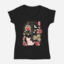 Origami Cat At Window-Womens-V-Neck-Tee-NemiMakeit