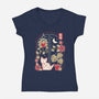Origami Cat At Window-Womens-V-Neck-Tee-NemiMakeit