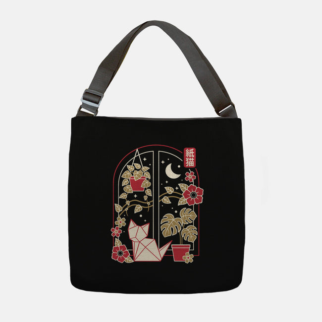 Origami Cat At Window-None-Adjustable Tote-Bag-NemiMakeit