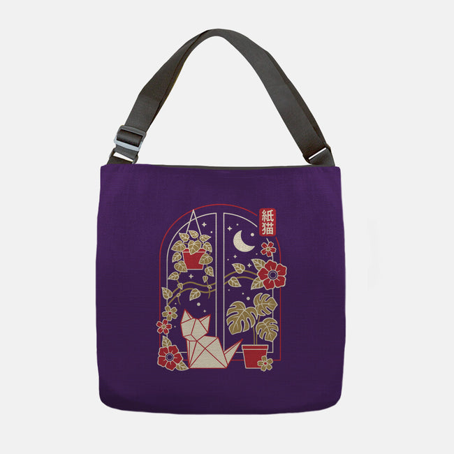 Origami Cat At Window-None-Adjustable Tote-Bag-NemiMakeit