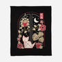 Origami Cat At Window-None-Fleece-Blanket-NemiMakeit