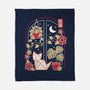 Origami Cat At Window-None-Fleece-Blanket-NemiMakeit