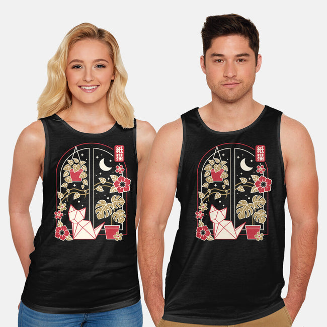 Origami Cat At Window-Unisex-Basic-Tank-NemiMakeit