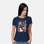 Origami Cat At Window-Womens-Basic-Tee-NemiMakeit