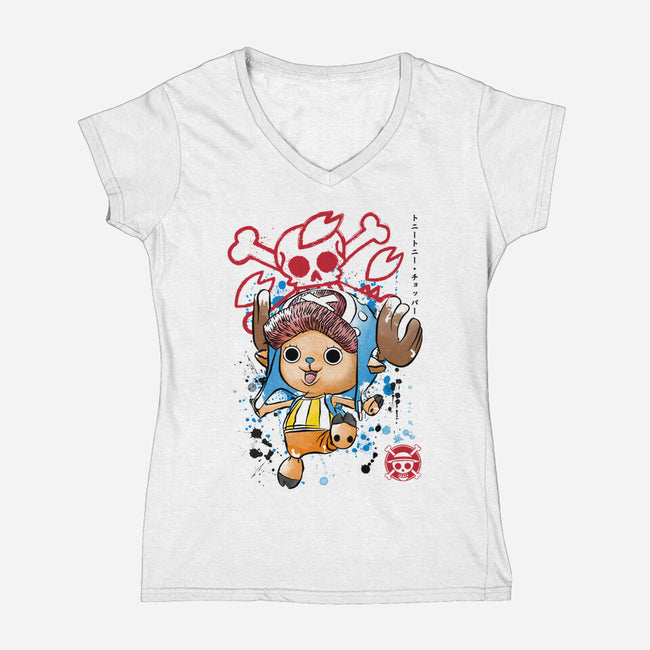 The Pirate Doctor-Womens-V-Neck-Tee-DrMonekers