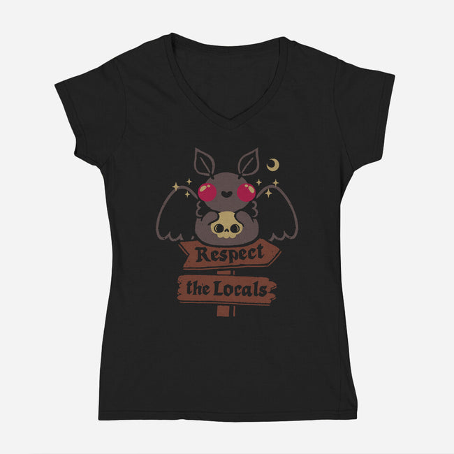 Funny Cute Mothman-Womens-V-Neck-Tee-xMorfina