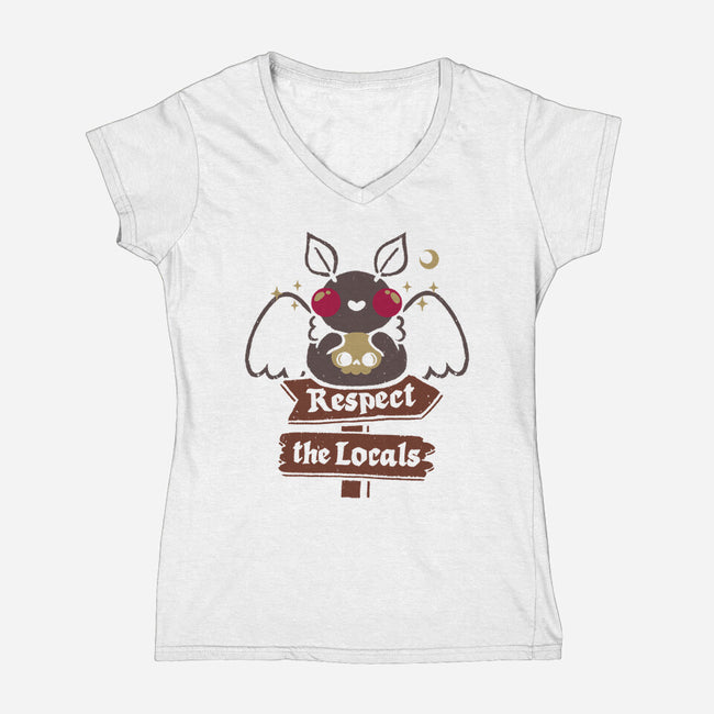 Funny Cute Mothman-Womens-V-Neck-Tee-xMorfina