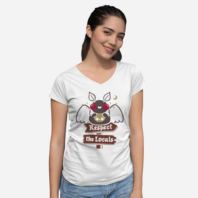Funny Cute Mothman-Womens-V-Neck-Tee-xMorfina