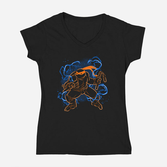 Mikey Electric Neon-Womens-V-Neck-Tee-Badbone Collections