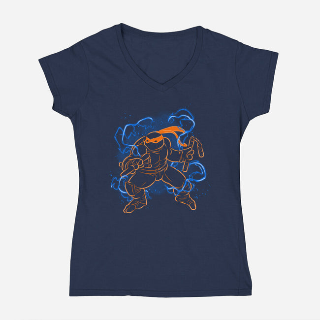 Mikey Electric Neon-Womens-V-Neck-Tee-Badbone Collections