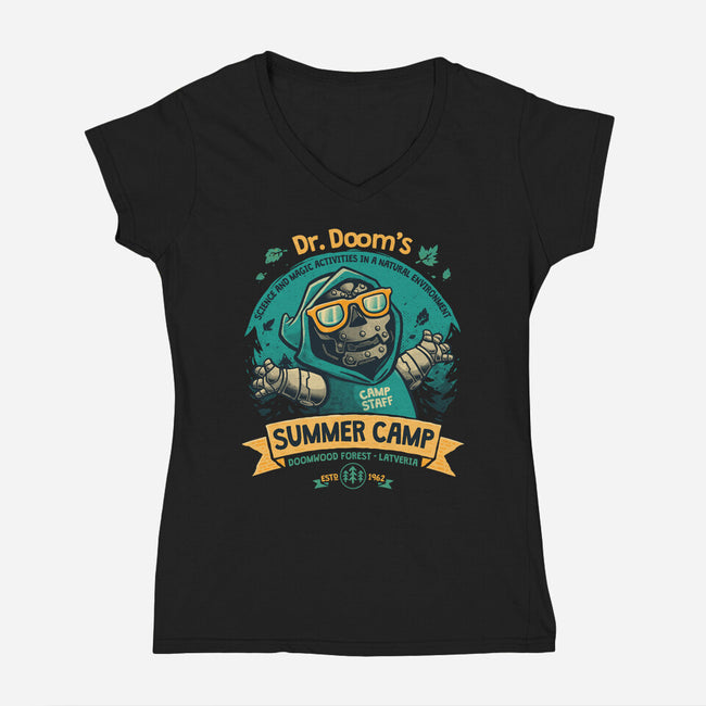 Doom Summer Camp-Womens-V-Neck-Tee-teesgeex