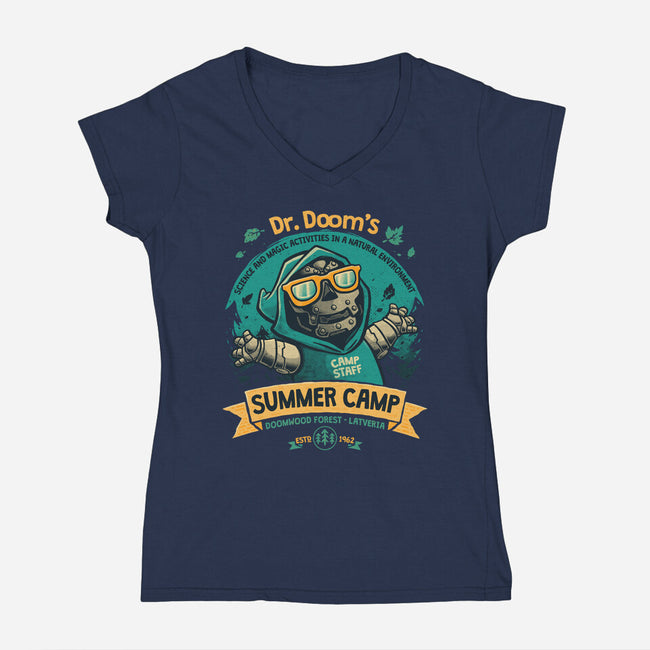 Doom Summer Camp-Womens-V-Neck-Tee-teesgeex