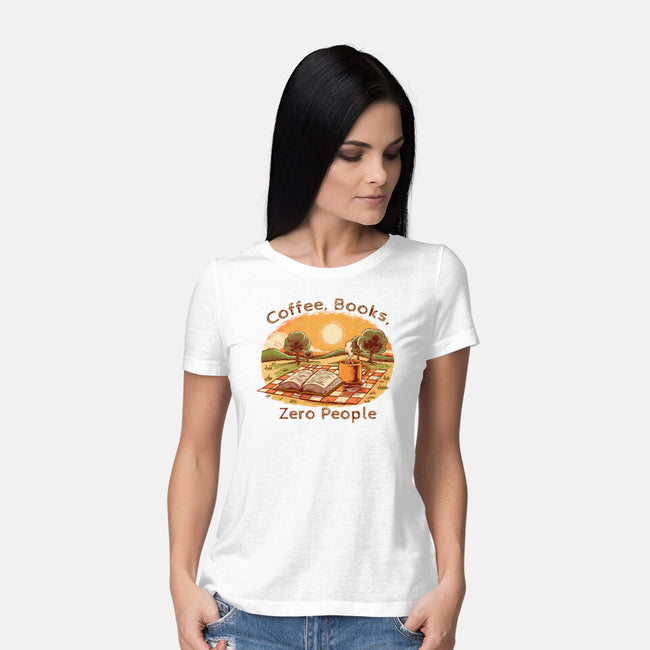 Coffee Books And Zero People-Womens-Basic-Tee-joerawks