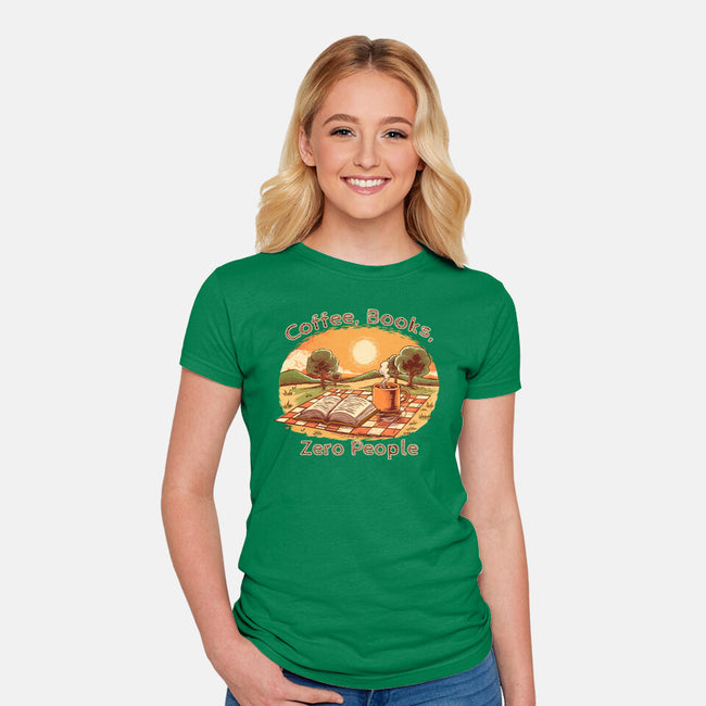 Coffee Books And Zero People-Womens-Fitted-Tee-joerawks