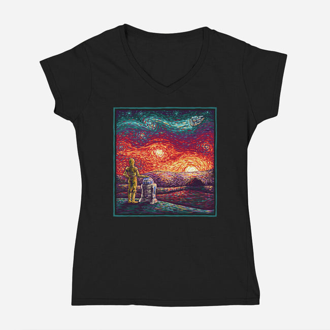 Starry Sunsets-Womens-V-Neck-Tee-kg07