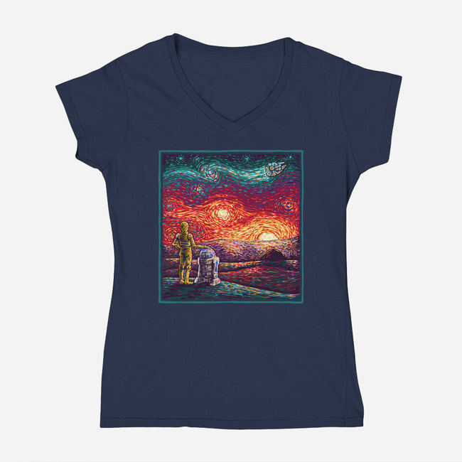 Starry Sunsets-Womens-V-Neck-Tee-kg07