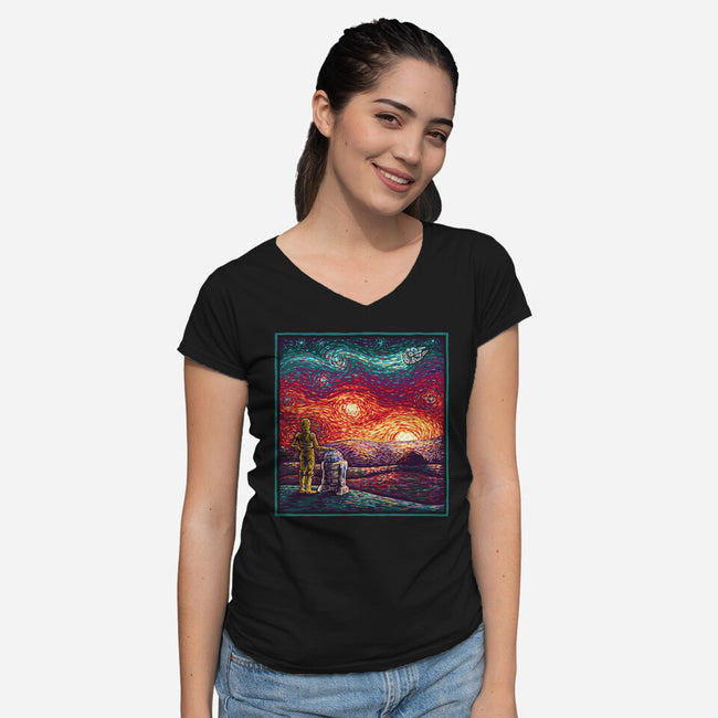 Starry Sunsets-Womens-V-Neck-Tee-kg07